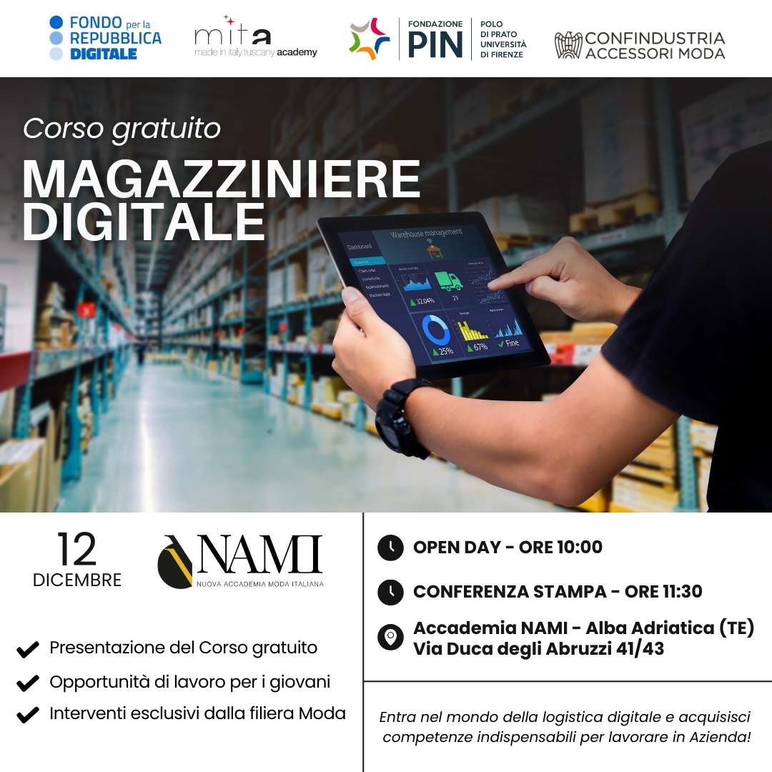 Evento 12 Dicembre NAMI Insta - Train for Digital arriva in Abruzzo: opportunità per giovani nella Moda